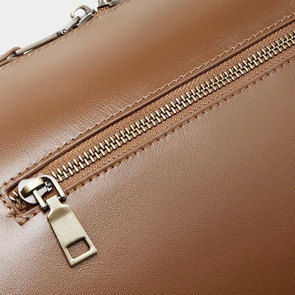 Women's Chestnut Barrel Leather Crossbody Satchel