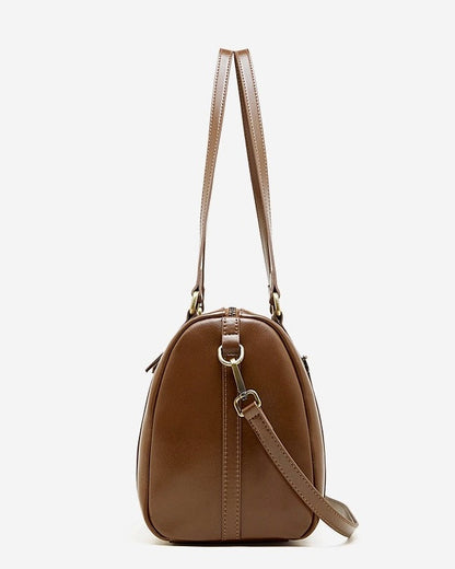 Women's Chestnut Barrel Leather Crossbody Satchel