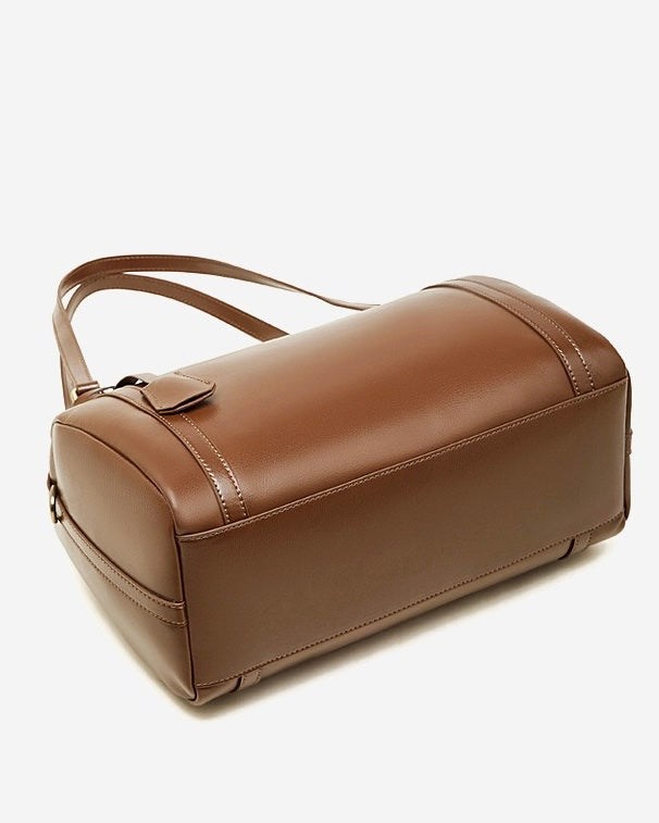 Women's Chestnut Barrel Leather Crossbody Satchel