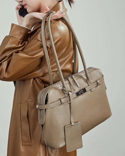 Women's Eclipse Genuine Leather Structured Tote Bag