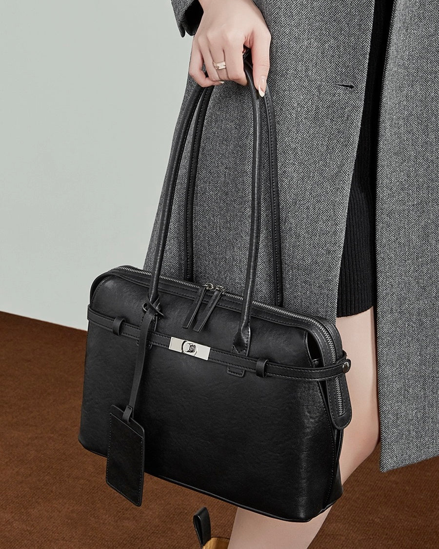 Women's Eclipse Genuine Leather Structured Tote Bag