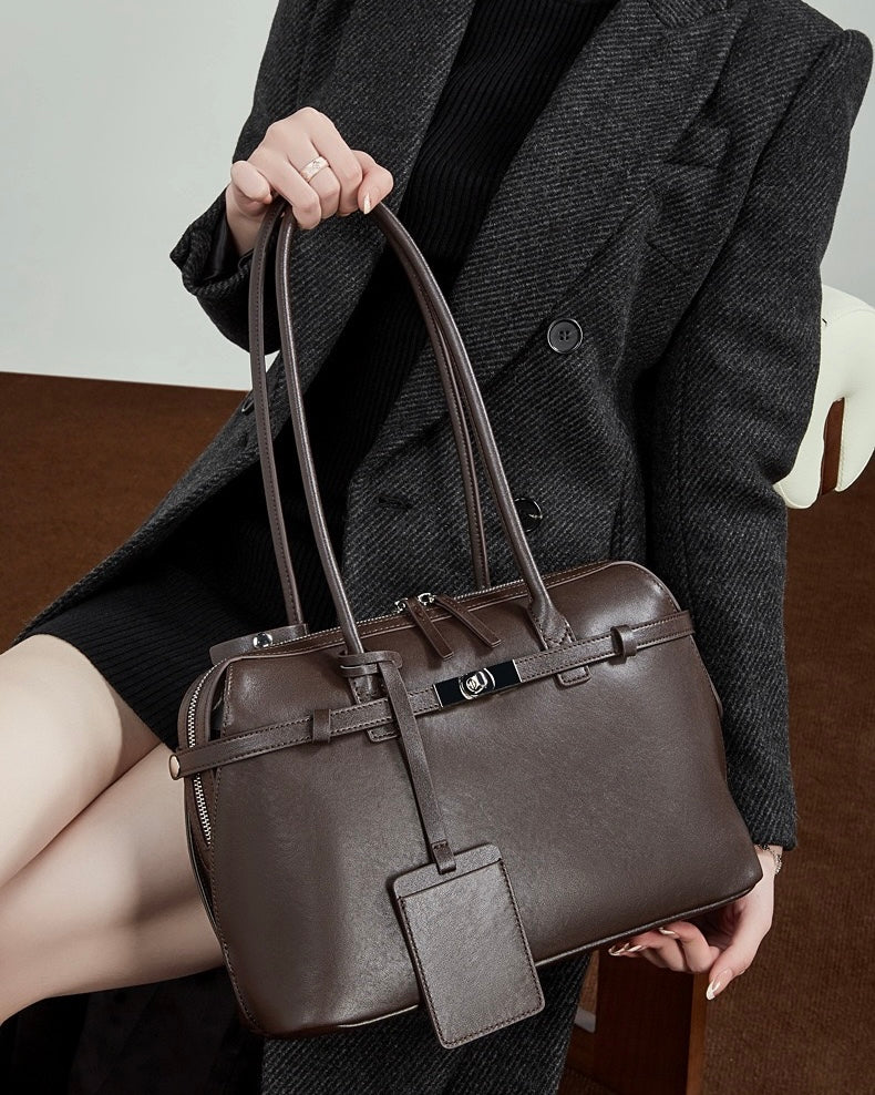 Women's Eclipse Genuine Leather Structured Tote Bag