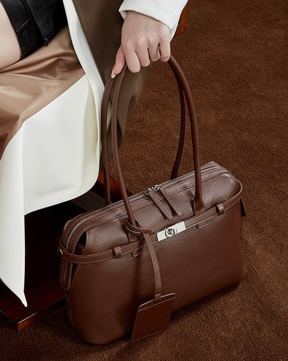 Women's Eclipse Genuine Leather Structured Tote Bag