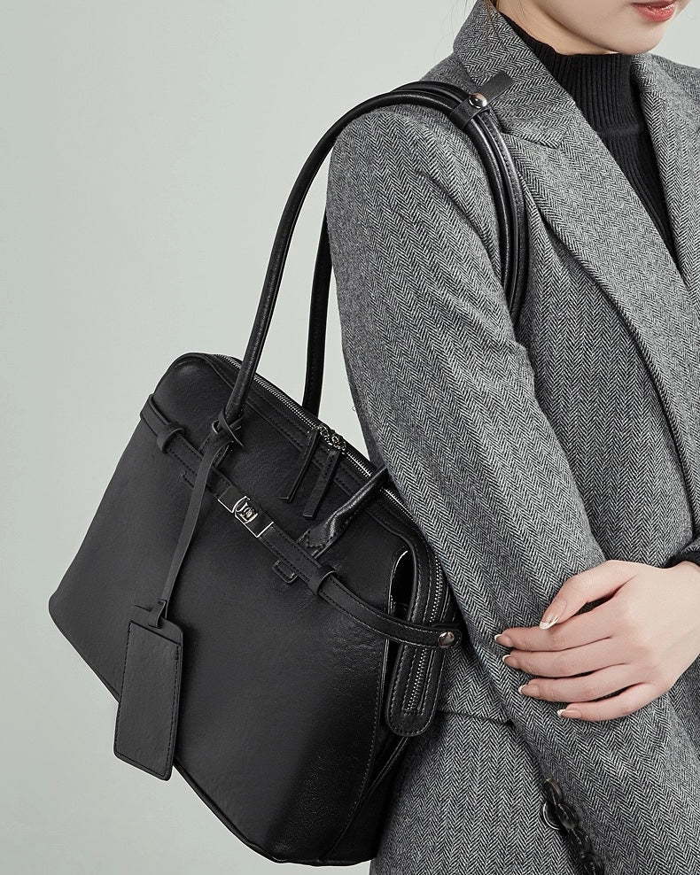 Women's Eclipse Genuine Leather Structured Tote Bag