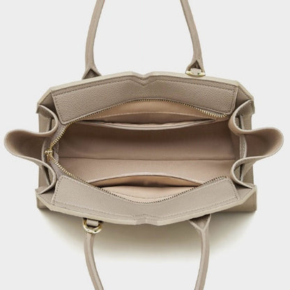 Classic Structured Leather Tote Bag with Gold Hardware