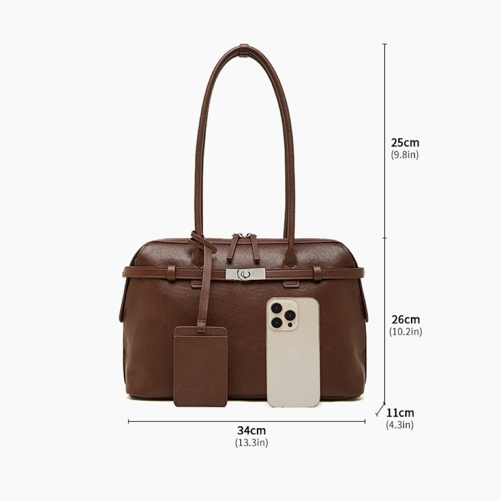 Women's Eclipse Genuine Leather Structured Tote Bag