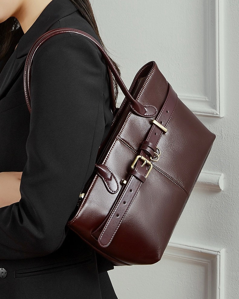 Women's Ethereal Ash Genuine Leather Belted Tote Bag