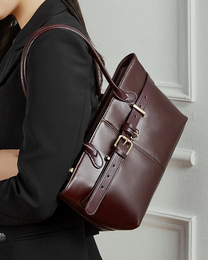 Women's Ethereal Ash Genuine Leather Belted Tote Bag