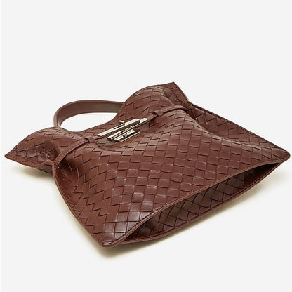 Women's Noir Woven Leather Buckle Tote Bag
