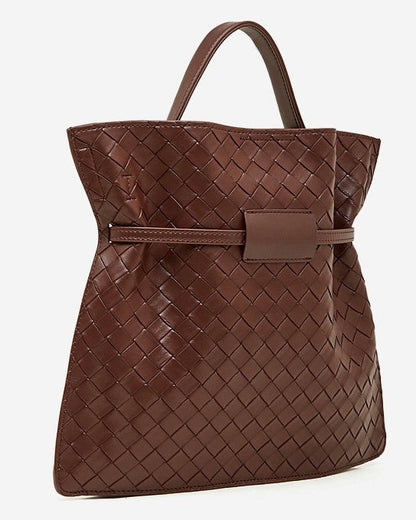 Women's Noir Woven Leather Buckle Tote Bag