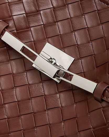 Women's Noir Woven Leather Buckle Tote Bag