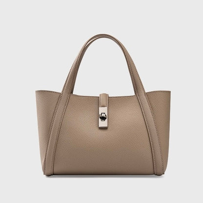 Women's Top-Grain Leather Handheld Crossbody Bag with Lock Closure