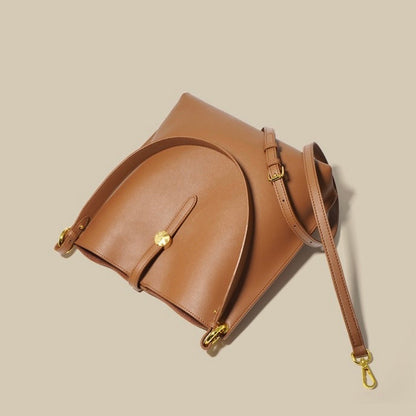 Women’s Genuine Leather Commuter Bucket Tote Bag