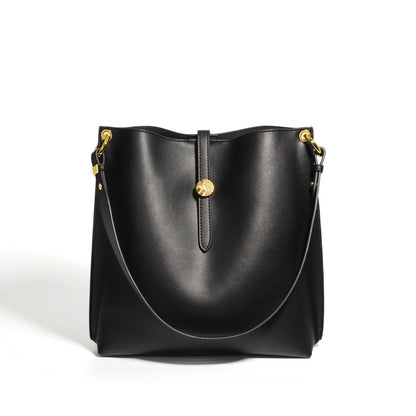 Women’s Genuine Leather Commuter Bucket Tote Bag