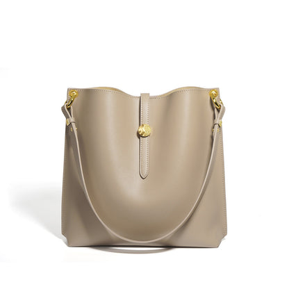 Women’s Genuine Leather Commuter Bucket Tote Bag