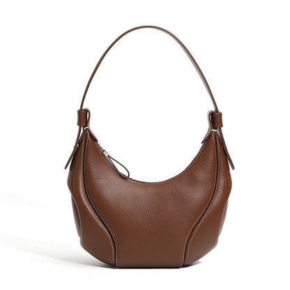 Women's Genuine Leather Niche Crescent Vintage Shoulder Crossbody Bag