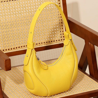 Women's Genuine Leather Niche Crescent Vintage Shoulder Crossbody Bag