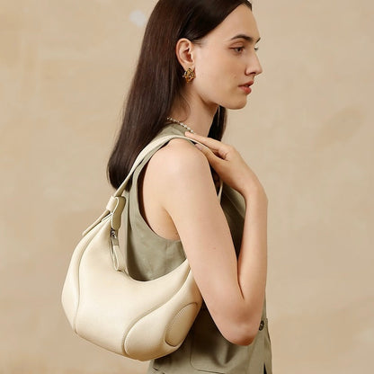 Women's Genuine Leather Niche Crescent Vintage Shoulder Crossbody Bag