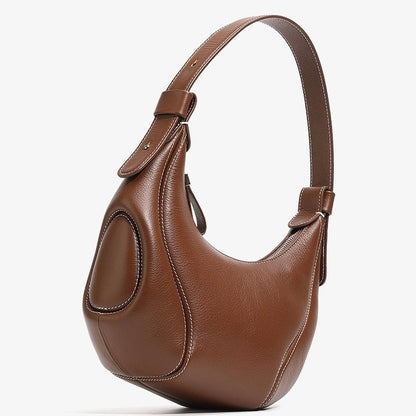 Women's Genuine Leather Niche Crescent Vintage Shoulder Crossbody Bag