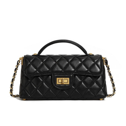 Women’s Genuine Leather Quilted Chain Shoulder Crossbody Bag