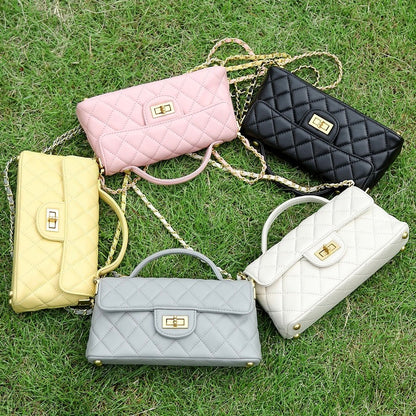 Women’s Genuine Leather Quilted Chain Shoulder Crossbody Bag