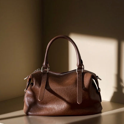 Top Grain Leather Vintage Fashion Pillow Handbag Crossbody Bag