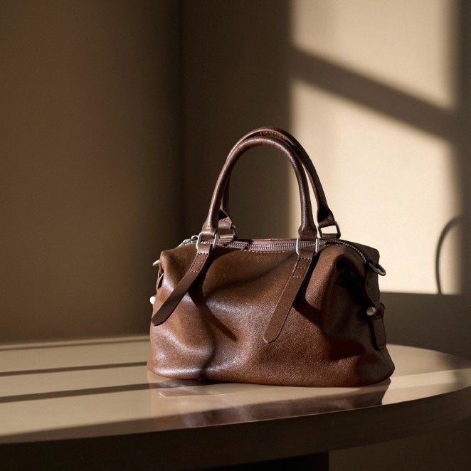 Top Grain Leather Vintage Fashion Pillow Handbag Crossbody Bag