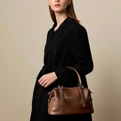 Top Grain Leather Vintage Fashion Pillow Handbag Crossbody Bag