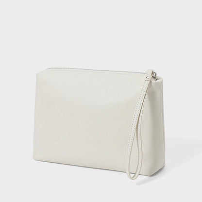 Genuine Leather Perforated Tote Bag with Detachable Pouch