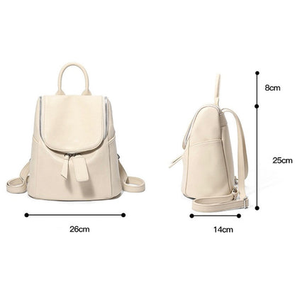 Minimalist Timeless Creamy Genuine Leather Backpack