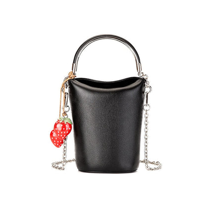 Genuine Leather Mini Bucket Phone Crossbody Handbag