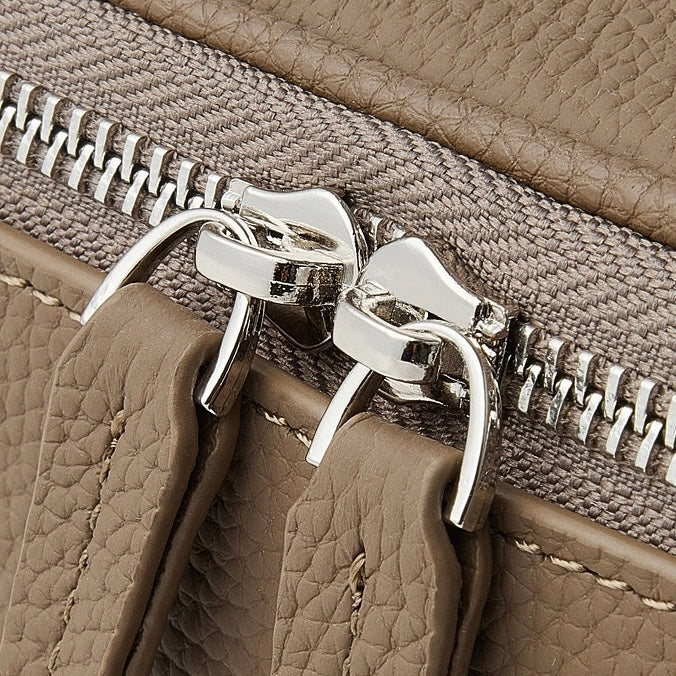 Genuine Leather Multi-Compartment Cosmetic Bag