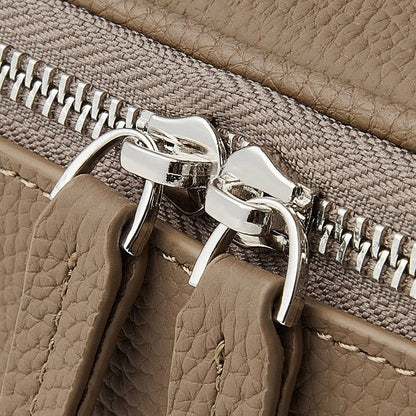 Genuine Leather Multi-Compartment Cosmetic Bag