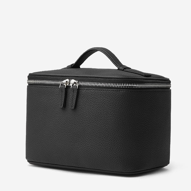 Genuine Leather Multi-Compartment Cosmetic Bag