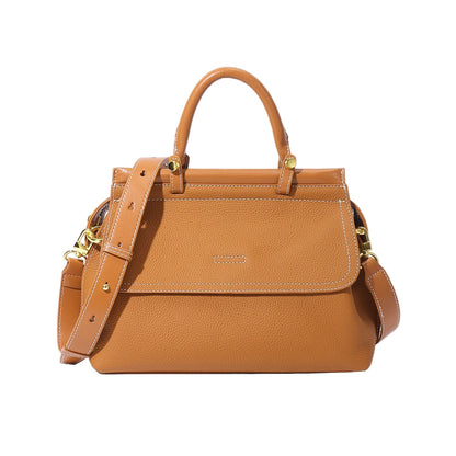 Women's Exquisite Genuine Leather Flip-Top Commuter Handbag