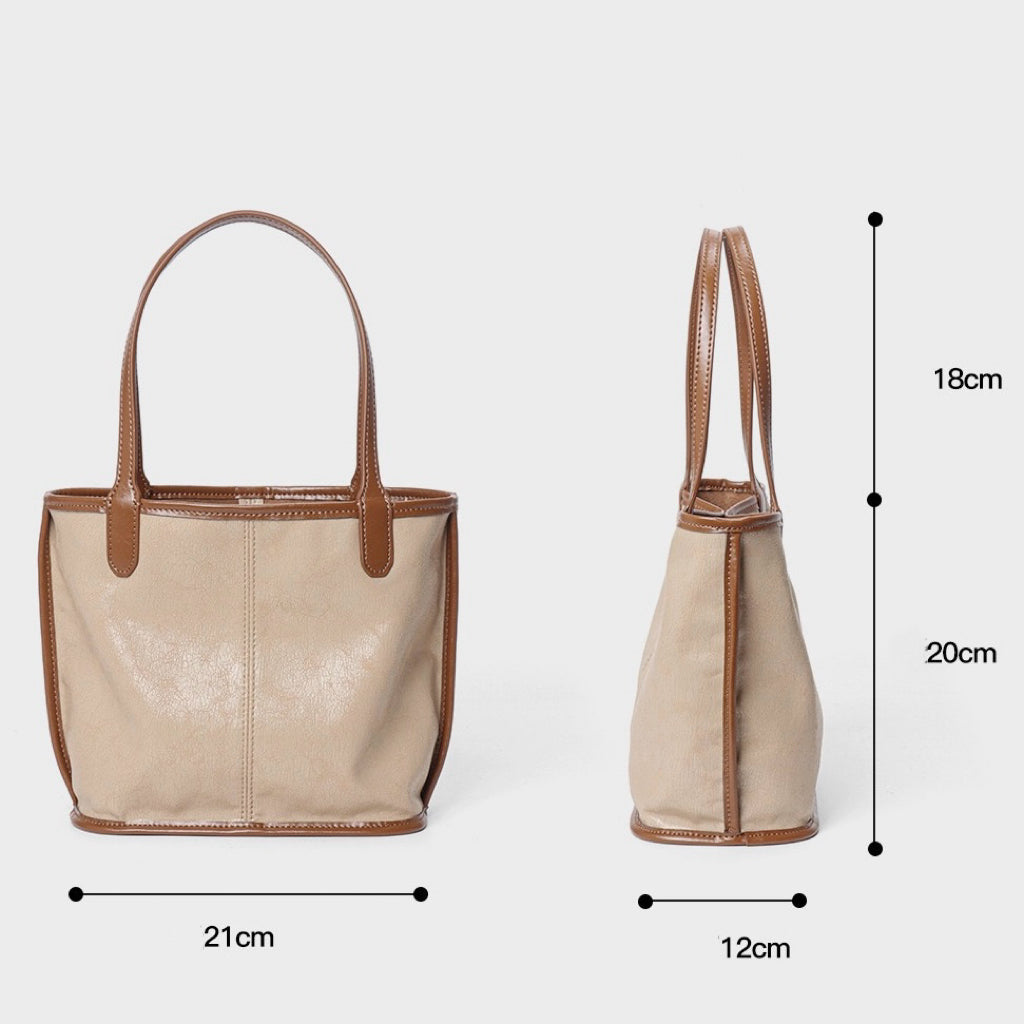 Women's Vintage Genuine Leather Tote with Pouch