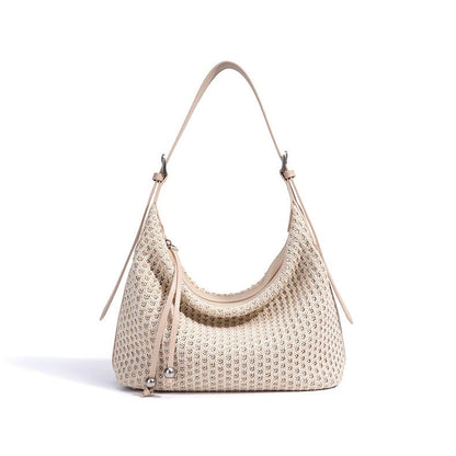 Braided Retro Straw Woven Versatile Large Capacity Dumpling Shoulder Bag