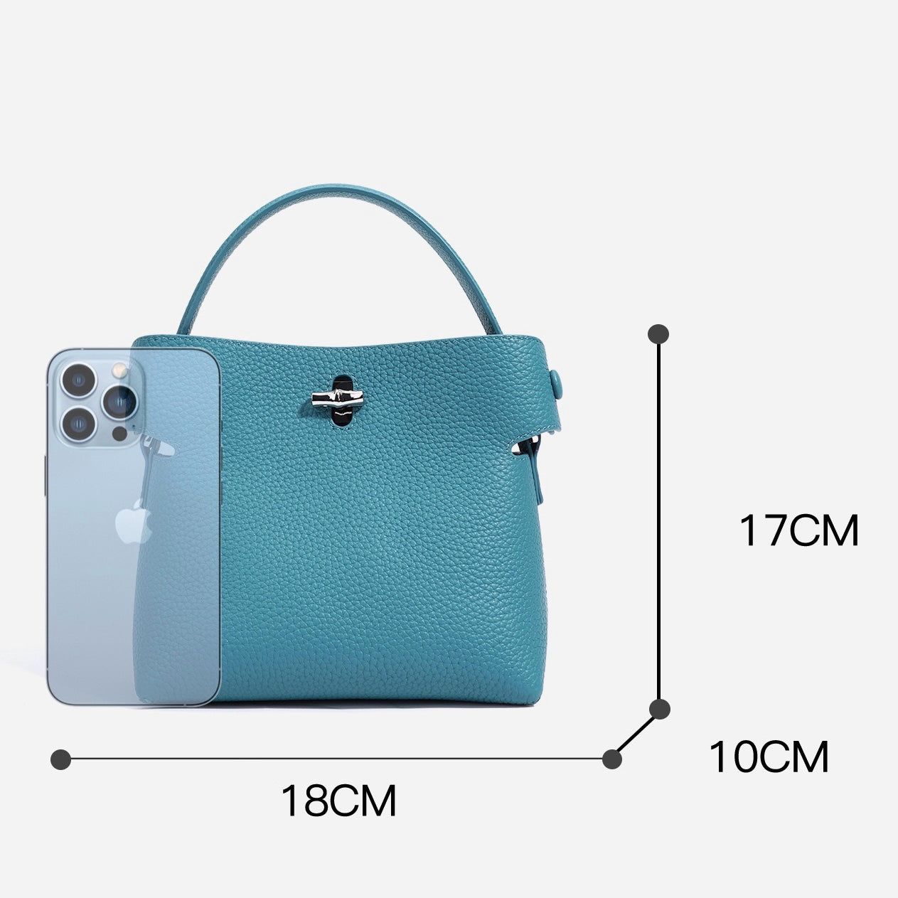 Women's Genuine Cowhide Elegant Bucket Bag Bamboo Handle Tote