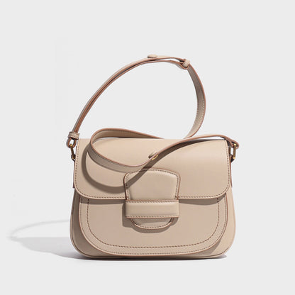 Women's Contour Stitch Genuine Leather Saddle Bag