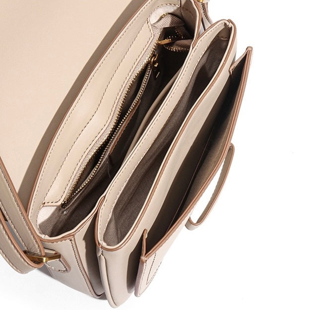 Women's Contour Stitch Genuine Leather Saddle Bag