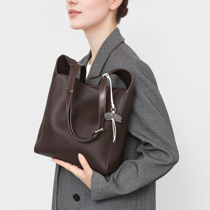 Textured Genuine Leather Hobo Bag with Floral Charm