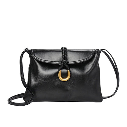 Luxury Braided Accent Envelope-Shaped Leather Crossbody Bag