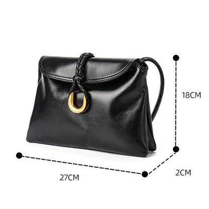 Luxury Braided Accent Envelope-Shaped Leather Crossbody Bag