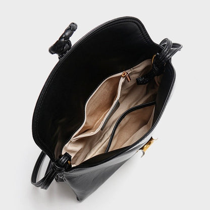 Luxury Braided Accent Envelope-Shaped Leather Crossbody Bag