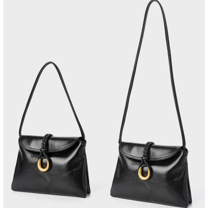 Luxury Braided Accent Envelope-Shaped Leather Crossbody Bag