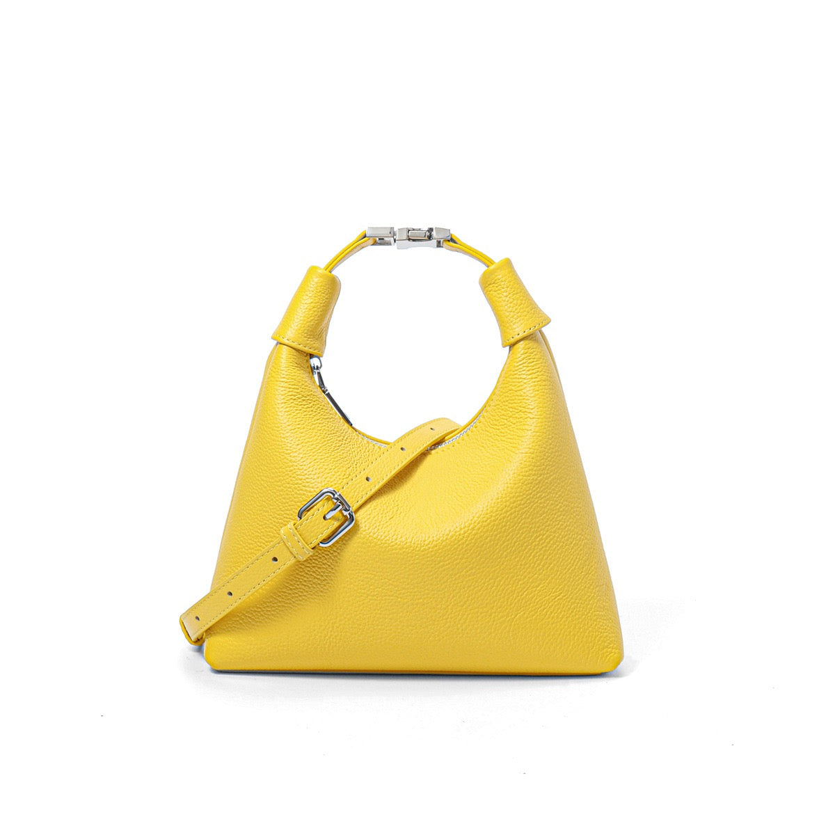 Minimalist Textured Leather Crescent Hobo Bag