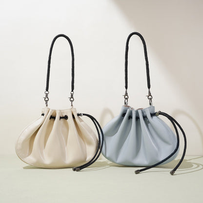 Women's Sheepskin Drawstring Small Handbag Crossbody Bag