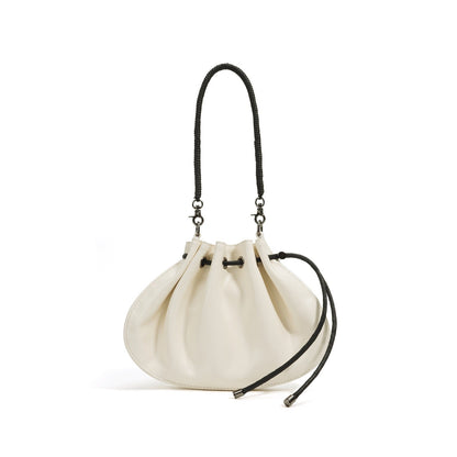 Women's Sheepskin Drawstring Small Handbag Crossbody Bag