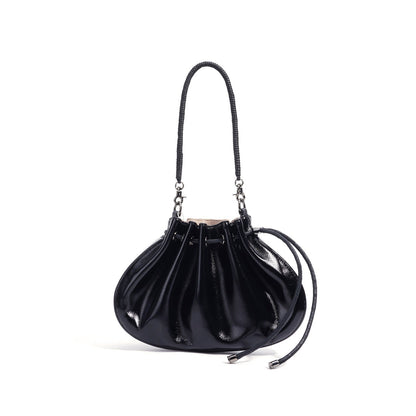 Women's Sheepskin Drawstring Small Handbag Crossbody Bag
