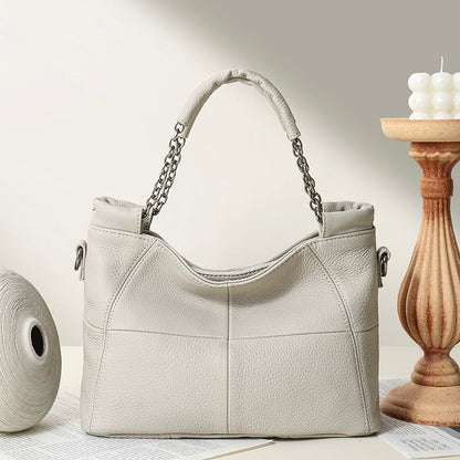Luxury Chain Genuine Leather Handheld & Single-Shoulder Tote
